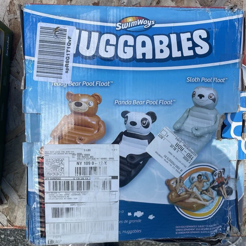 Swim Ways Huggables Panda Bear Oversized‎ Float. LITTLE DISTRESSED Box Shed